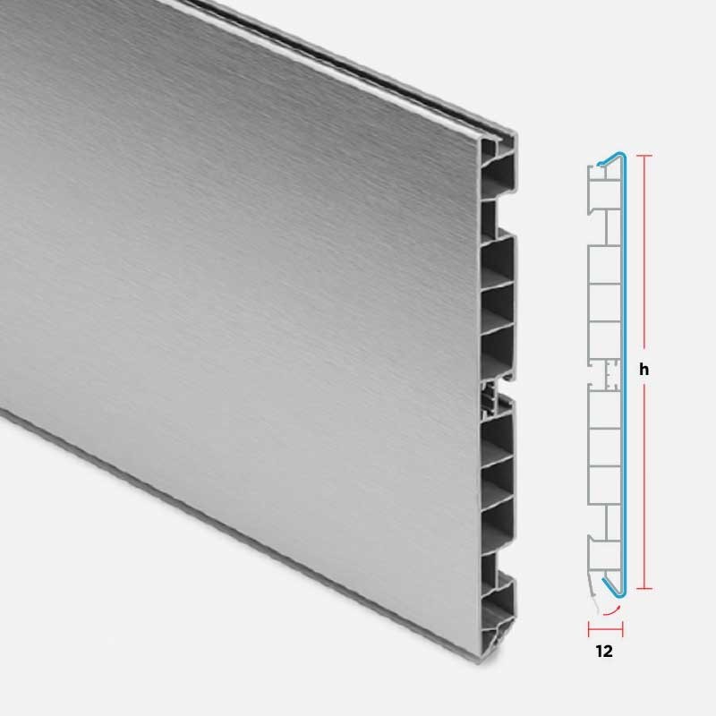 Plinthe en PVC Aluminuim brossé H: 10cm L: 4 Mètre